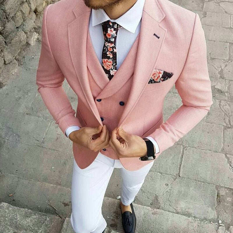 white and light pink tuxedo