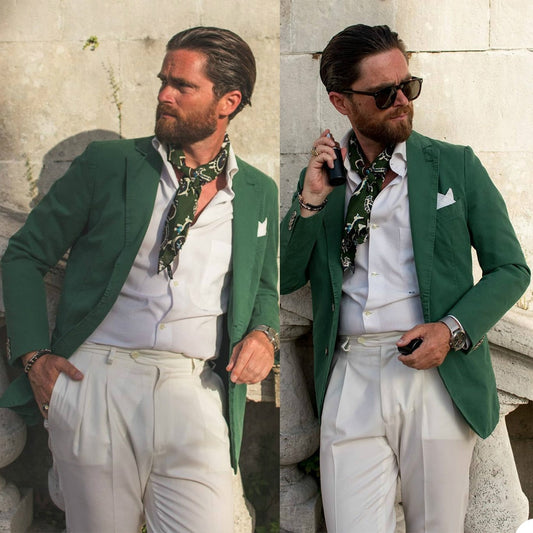 Green Men Jacket Plus Size Wedding Blazer Tuxedos Prom Party Coat Formal Wear
