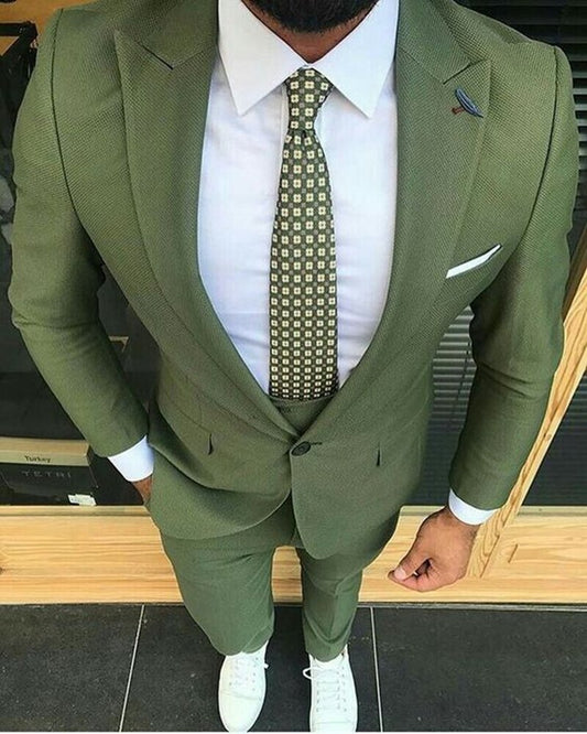 Slim Fit Men Suits Green Formal Wedding Groom Tuxedos 2 Piece Business Set Jacket With Pants