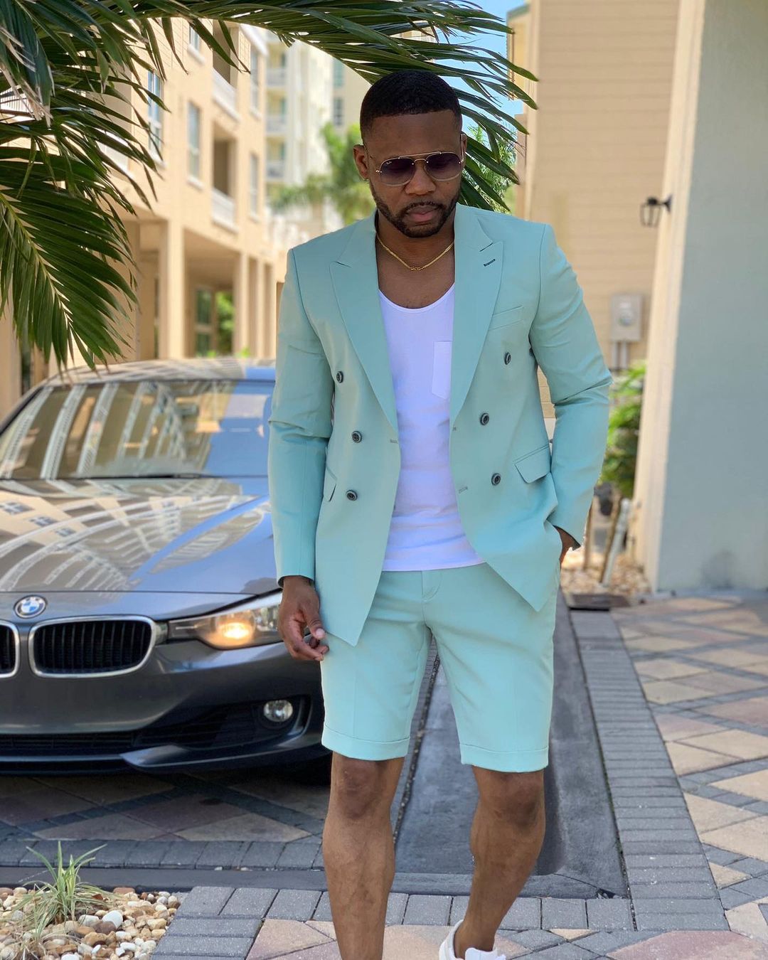 Summer Short Men Tuxedos Double Breasted Plus Size Business Wedding Blazer Suits Formal Prom Party Coat(Jacket+Pants)