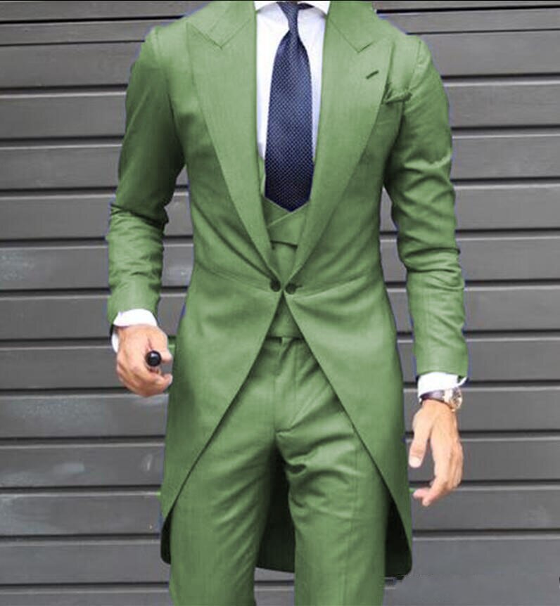 One Button Groomsmen Peak Lapel Groom Tuxedos Men Suits Wedding/Prom/Dinner Best Man Blazer 3 Pc(Jacket+Pants+Tie+Vest)