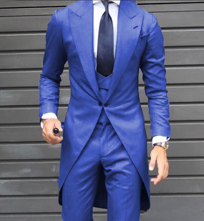 One Button Groomsmen Peak Lapel Groom Tuxedos Men Suits Wedding/Prom/Dinner Best Man Blazer 3 Pc(Jacket+Pants+Tie+Vest)