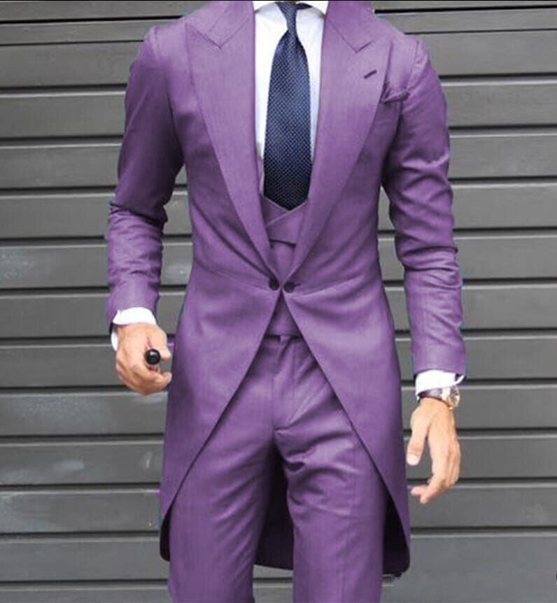 One Button Groomsmen Peak Lapel Groom Tuxedos Men Suits Wedding/Prom/Dinner Best Man Blazer 3 Pc(Jacket+Pants+Tie+Vest)