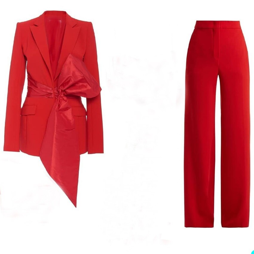 Haute Couture Women Suits With Belt Red Carpet 2Pcs Business Suits Tuxedos Blazer For Wedding Party (Jacket+Pants)