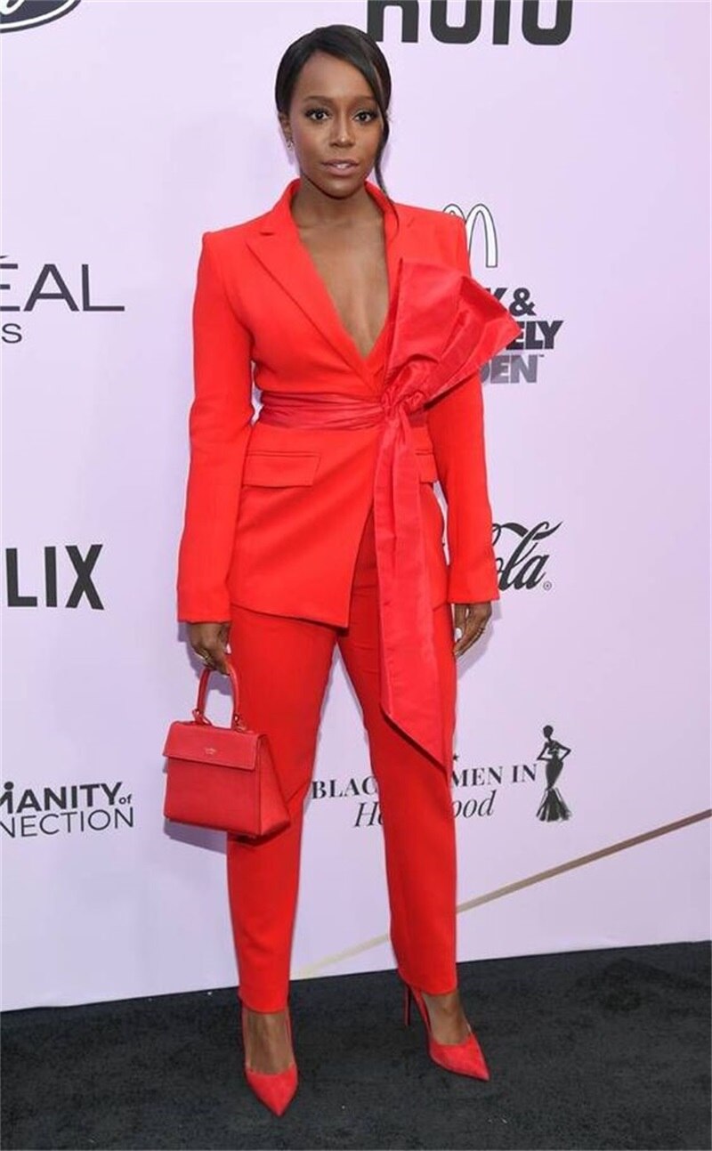 Haute Couture Women Suits With Belt Red Carpet 2Pcs Business Suits Tuxedos Blazer For Wedding Party (Jacket+Pants)