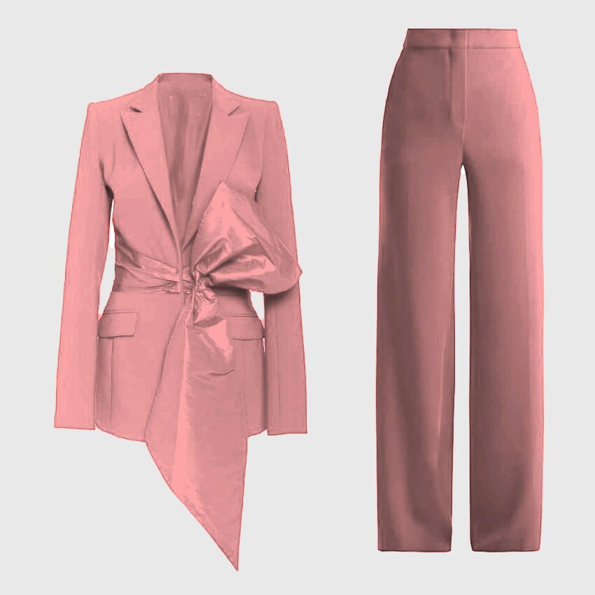 Haute Couture Women Suits With Belt Red Carpet 2Pcs Business Suits Tuxedos Blazer For Wedding Party (Jacket+Pants)