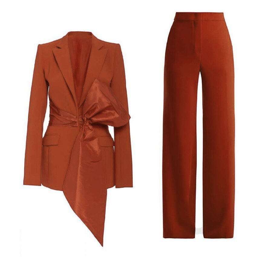 Haute Couture Women Suits With Belt Red Carpet 2Pcs Business Suits Tuxedos Blazer For Wedding Party (Jacket+Pants)