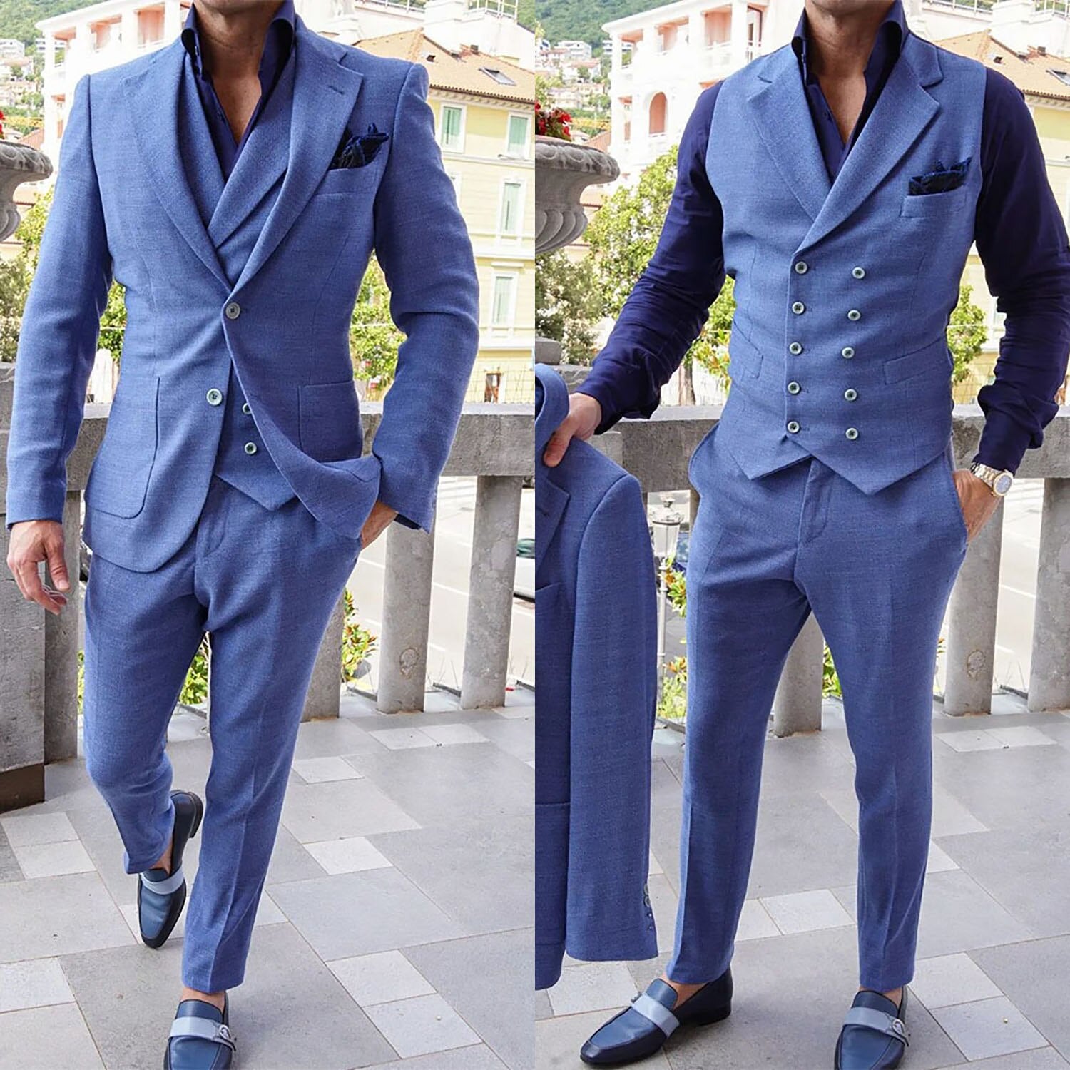Herringbone Men Suit Tailor-Made 3 Pieces Blazer Vest Pants Single Breasted Formal Business Causal Party Host Tailored
