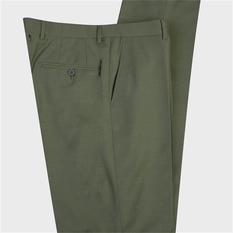 Costume 3 pièces vert à revers pointu et un bouton pour homme, costume de marié, blazer slim fit 