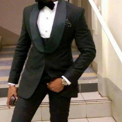 Costume 3 pièces noir slim fit pour homme, smoking de mariage, revers châle, blazer personnalisé, veste, pantalon, gilet 