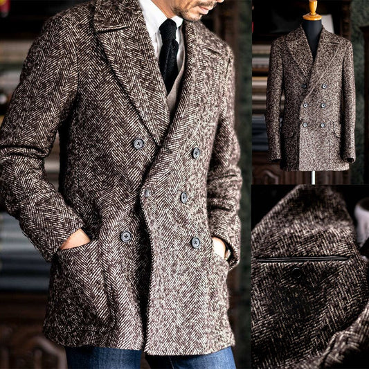 Houndstooth Men Suit Tailor-Made One Piece Blazer Double Breasted WinterBusiness Work Wedding Groom Causal Prom Tailored