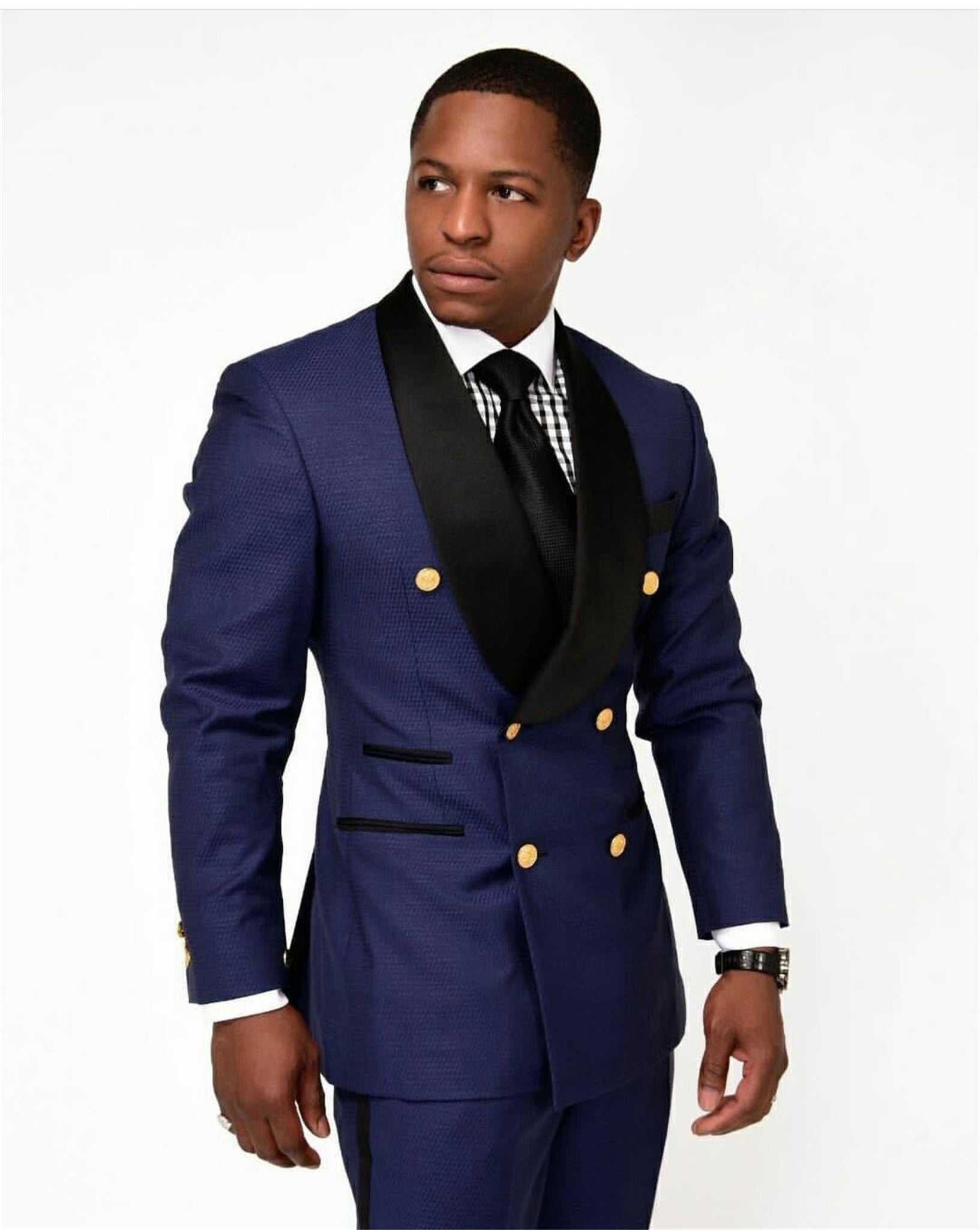 Coat Pant Designs Navy Blue Wedding Suits Men Shawl Lapel Double Breasted Party Suit Costume Homme
