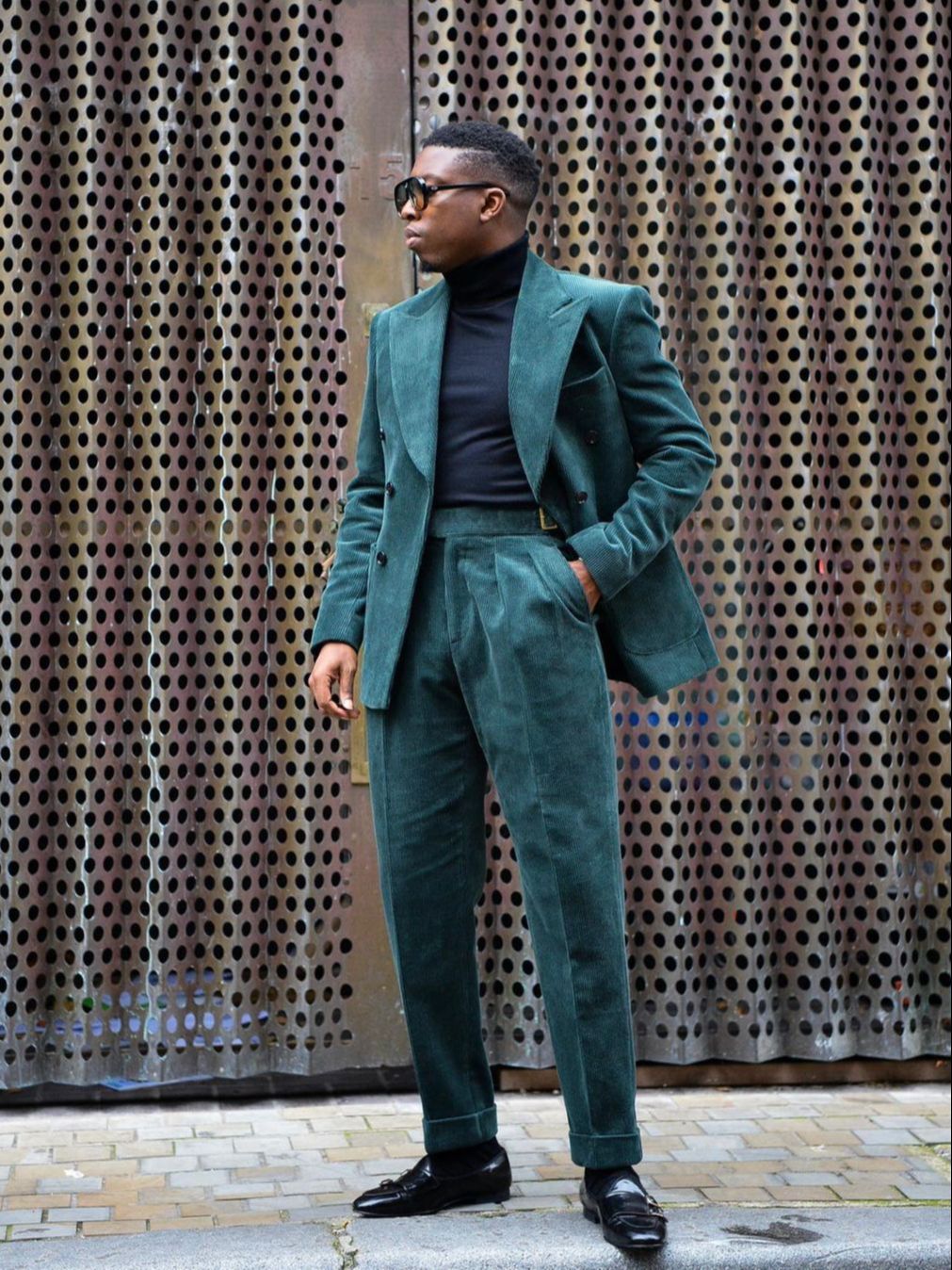 (Chaqueta + Pantalones) Elegante esmoquin de novio de 2 piezas con solapa de pico verde otoñal para boda, traje formal de graduación, fiesta, noche, blazer hecho a medida