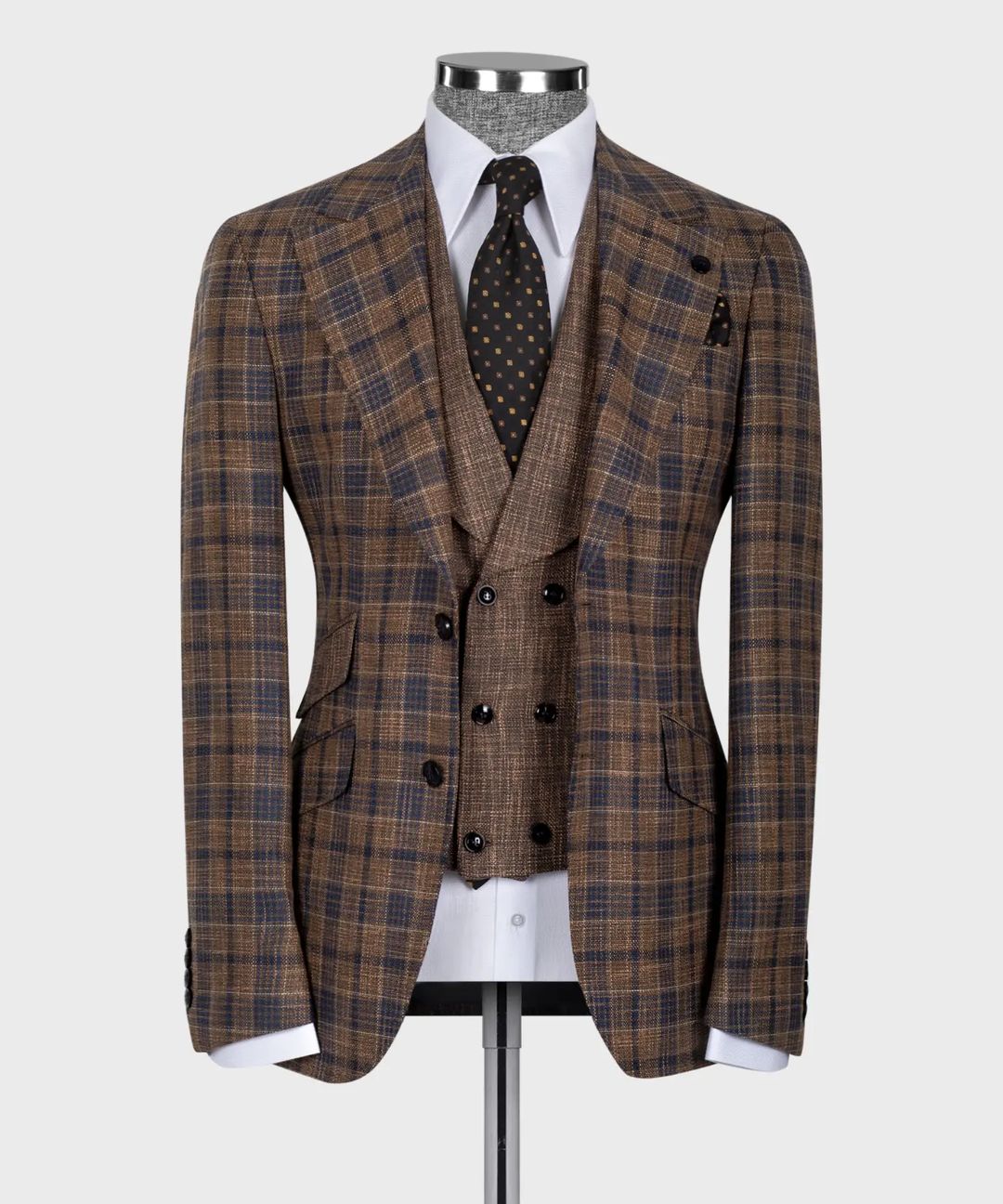 Men's Plaid Slim Fit 3-Piece Wedding Suit Tuxedo for Prom