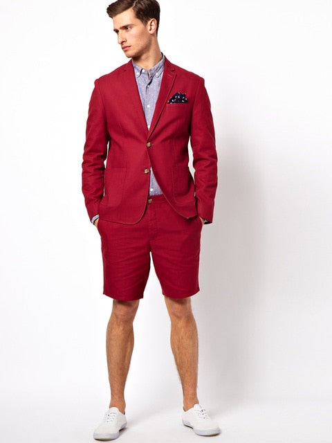 Traje rojo para hombre, traje de 2 piezas (chaqueta + pantalón), esmoquin informal y suave, blazer personalizado. 