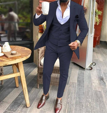Colorful Men Suits 3 Pieces Business Groom Jacket Tuxedos Blazer Suits For Wedding Prom Evening (Jacket+Vest+Pants)