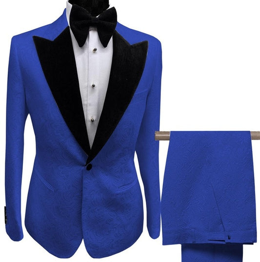 Costume Colorful Men Suits 2 Pieces Slim Fit Printed Suit Groom Jacket Tuxedos for Wedding Dress Evening(Blazer+Pants)