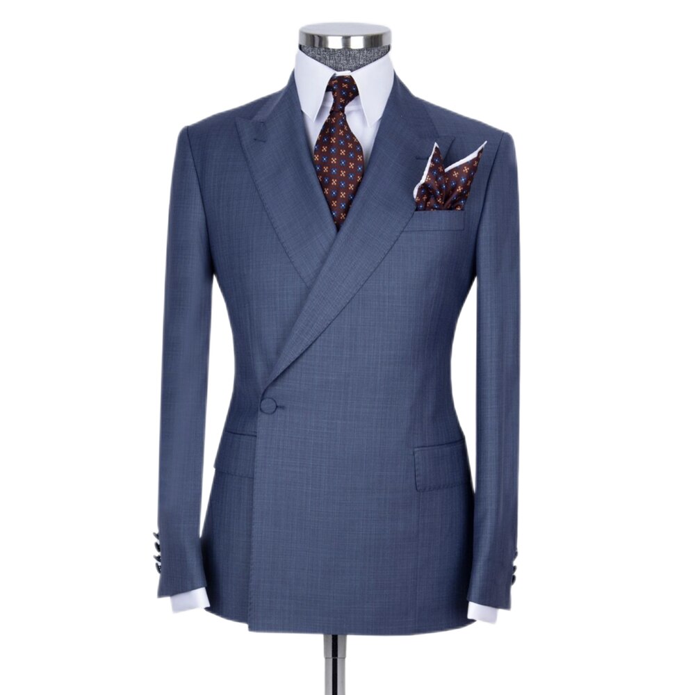 Design Blue Men's Suit 2 Piece (Jacket+Pant) Regular Fit Formal Tuxedos Wedding Suit Sets