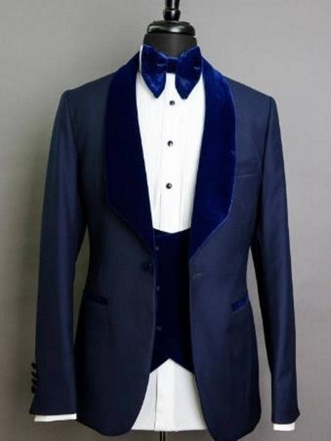 Costume Men Suits Burgundy Groom Tuxedos Shawl Velvet Lapel Groomsmen Wedding Best Man ( Jacket+Pants+Vest+Tie)