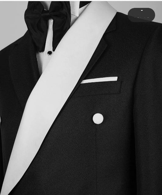 Shawl Collar Double Breasted Navy/Ivory/Black Blazer Men's Wedding 1pcs Jacket Coat Tailored Made
