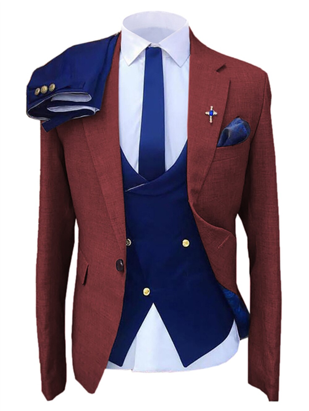 Men's Vintage Style 3-Piece Suit Set with Blazer for Formal Weddings