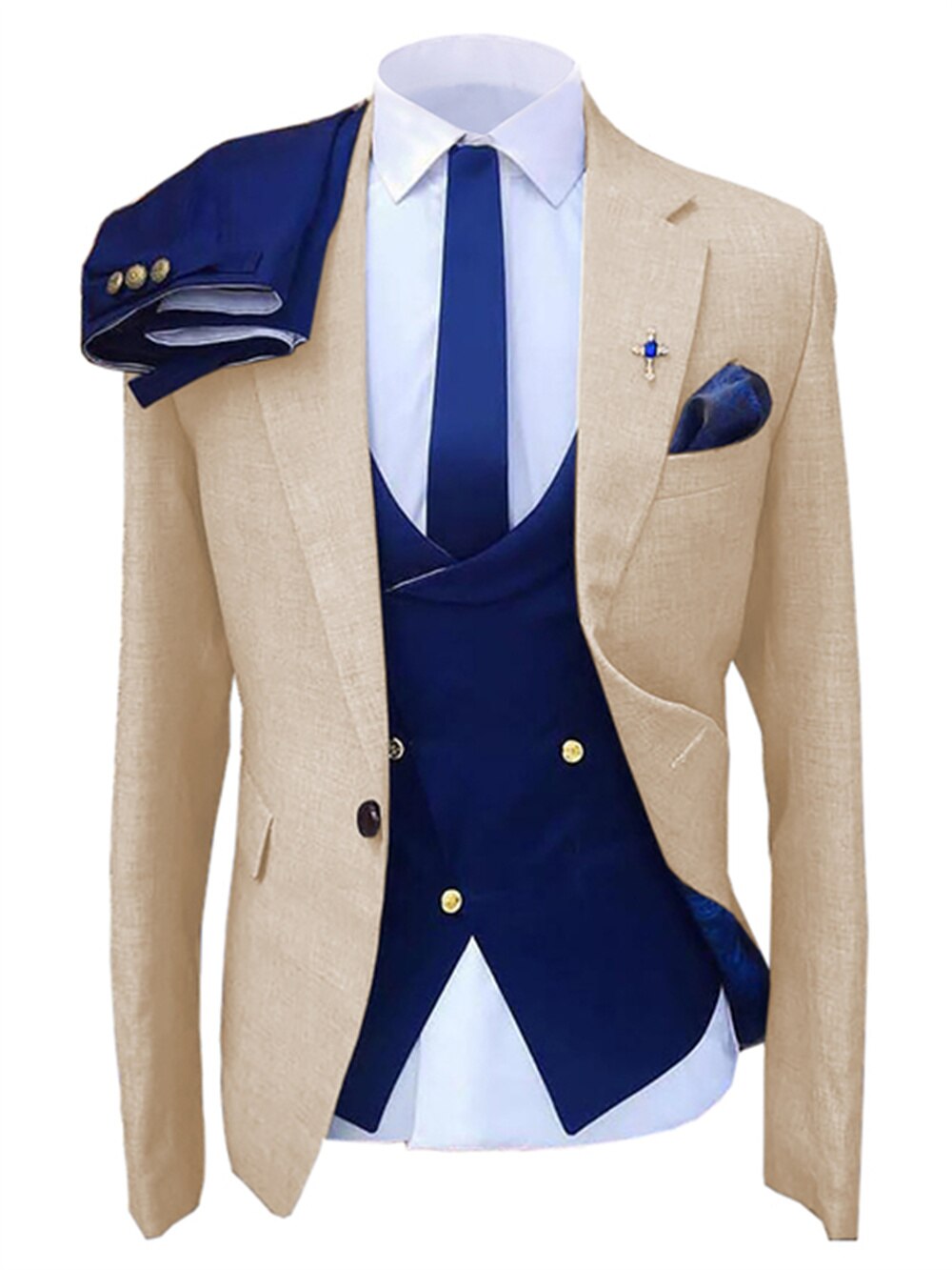 Men's Vintage Style 3-Piece Suit Set with Blazer for Formal Weddings