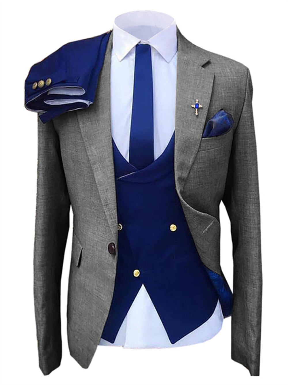 Men's Vintage Style 3-Piece Suit Set with Blazer for Formal Weddings