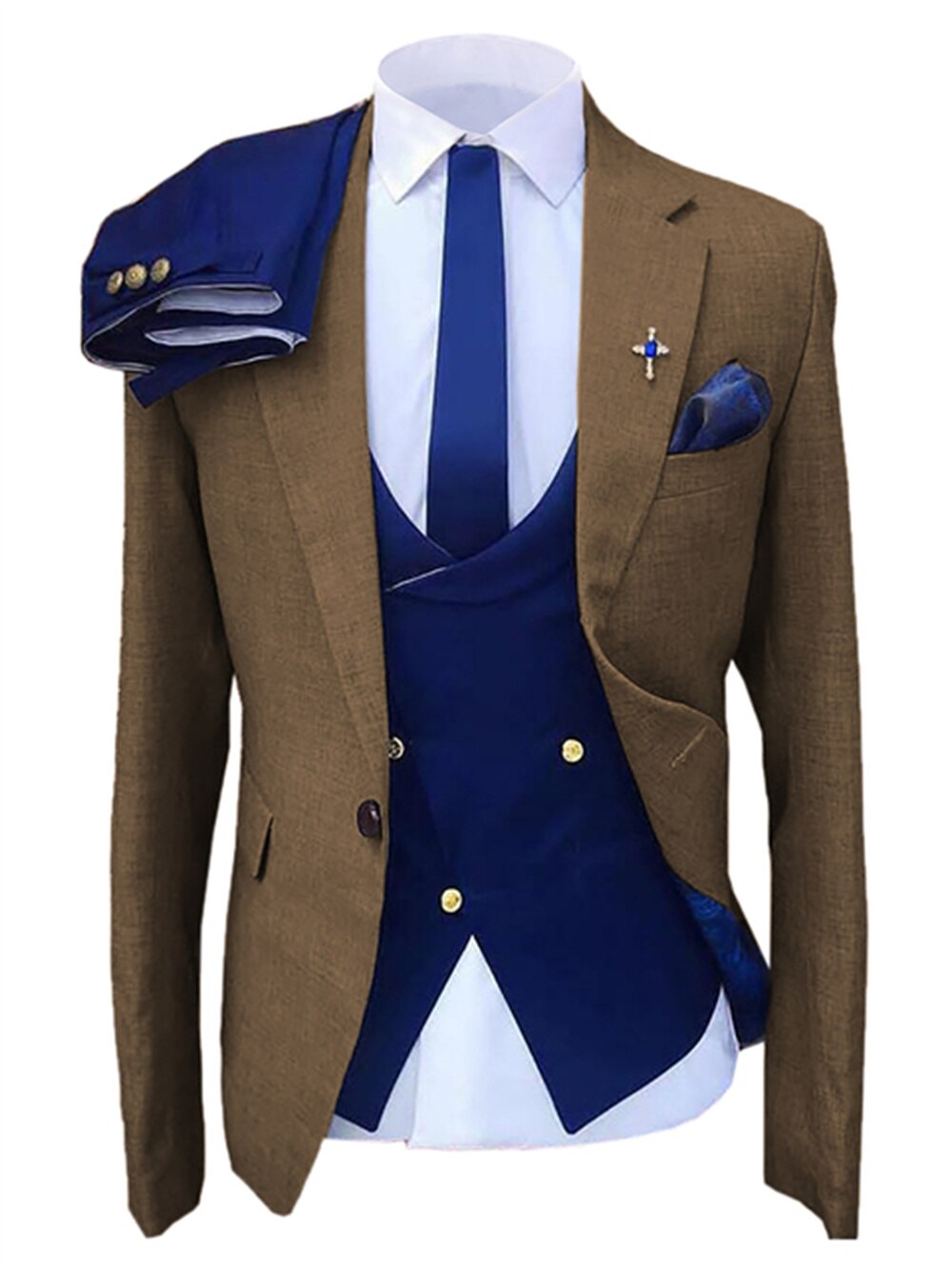 Men's Vintage Style 3-Piece Suit Set with Blazer for Formal Weddings