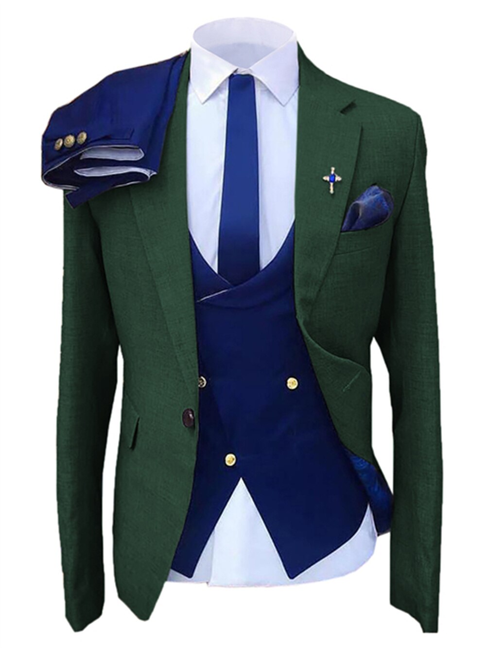Men's Vintage Style 3-Piece Suit Set with Blazer for Formal Weddings