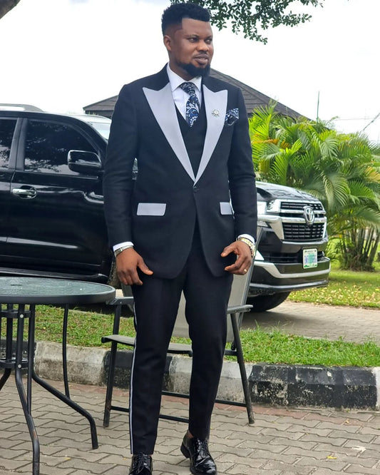 Traje de frac para hombre, traje de 3 piezas con pantalón negro de lujo, conjunto de blazer para novio, vestido de boda, trajes de caballero. 