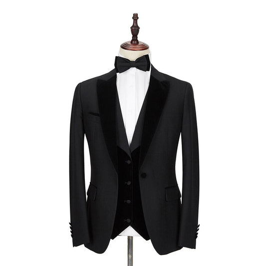 Men Simple Slim Fit Wedding Tuxedo Suit 3 Pieces Set