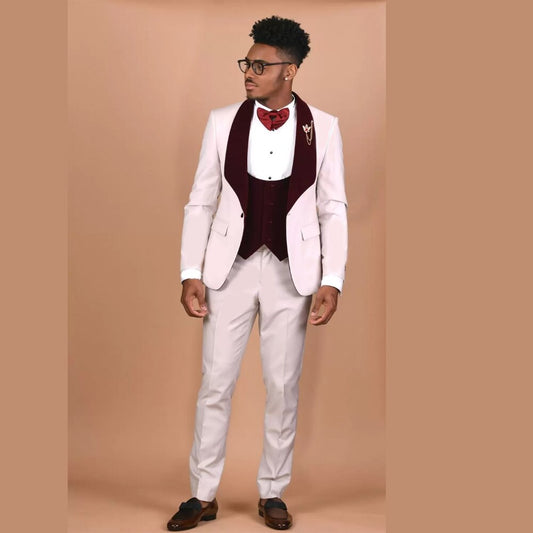 Men Suit Groom Tuxedos Groomsman Blazer Man Business Suits Prom Suits terno costume homme 3Pieces(Jacket+Pants+Vest)