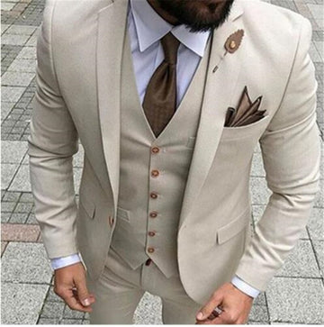 Men Suit Prom Tuxedo Slim Fit 3 Piece Groom Wedding Suit Custom Blazer Terno Masuclino 3 Pieces