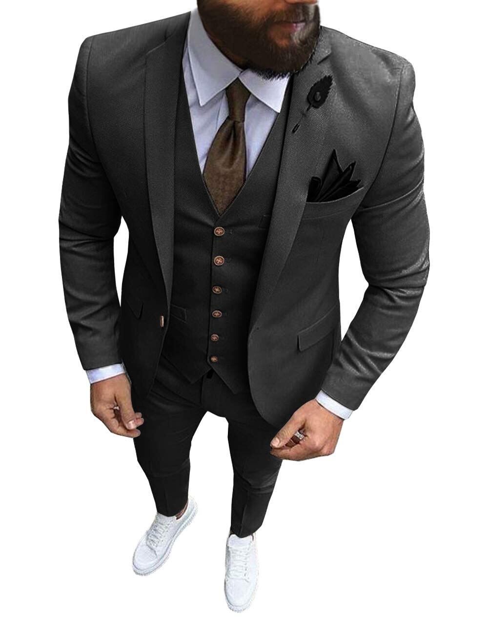 Traje de hombre para graduación, esmoquin ajustado de 3 piezas, traje de novio para boda, blazer personalizado, terno masculino de 3 piezas