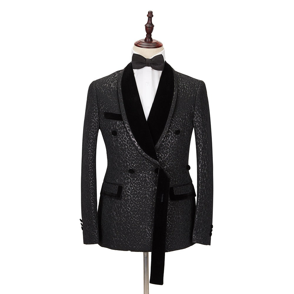 Traje de hombre con solapa de satén y estampado floral en jacquard