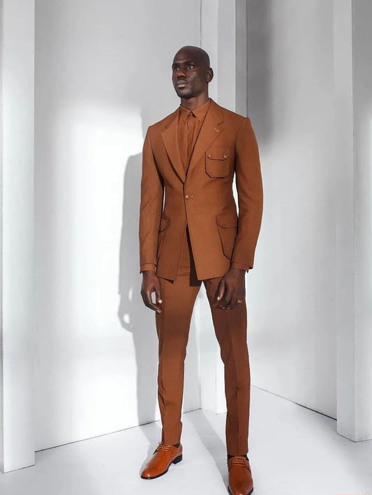 Men Wedding Suits Groom Jacket Sets Brown Man Blazer Clothes Business Costumes Tuxedo  Party Dress