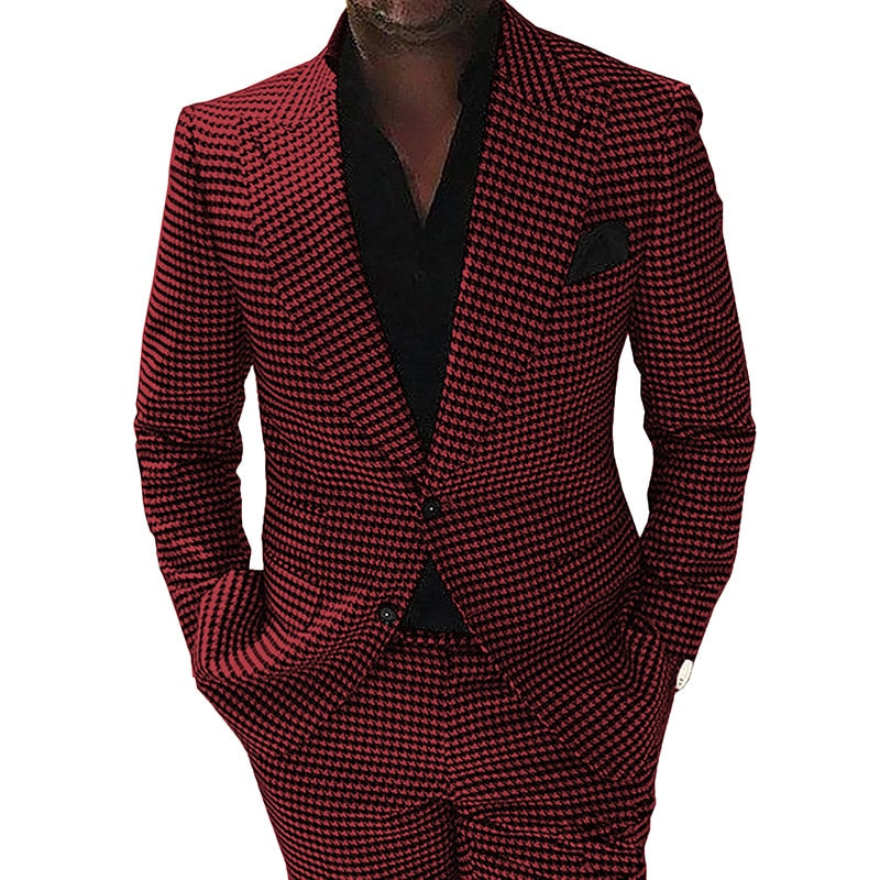 Men's Suits Formal Notch Lapel Wool/Tweed Tuxedo For Wedding Prom Blazer Best Man Suits 2 Pieces (Blazer+Pants)