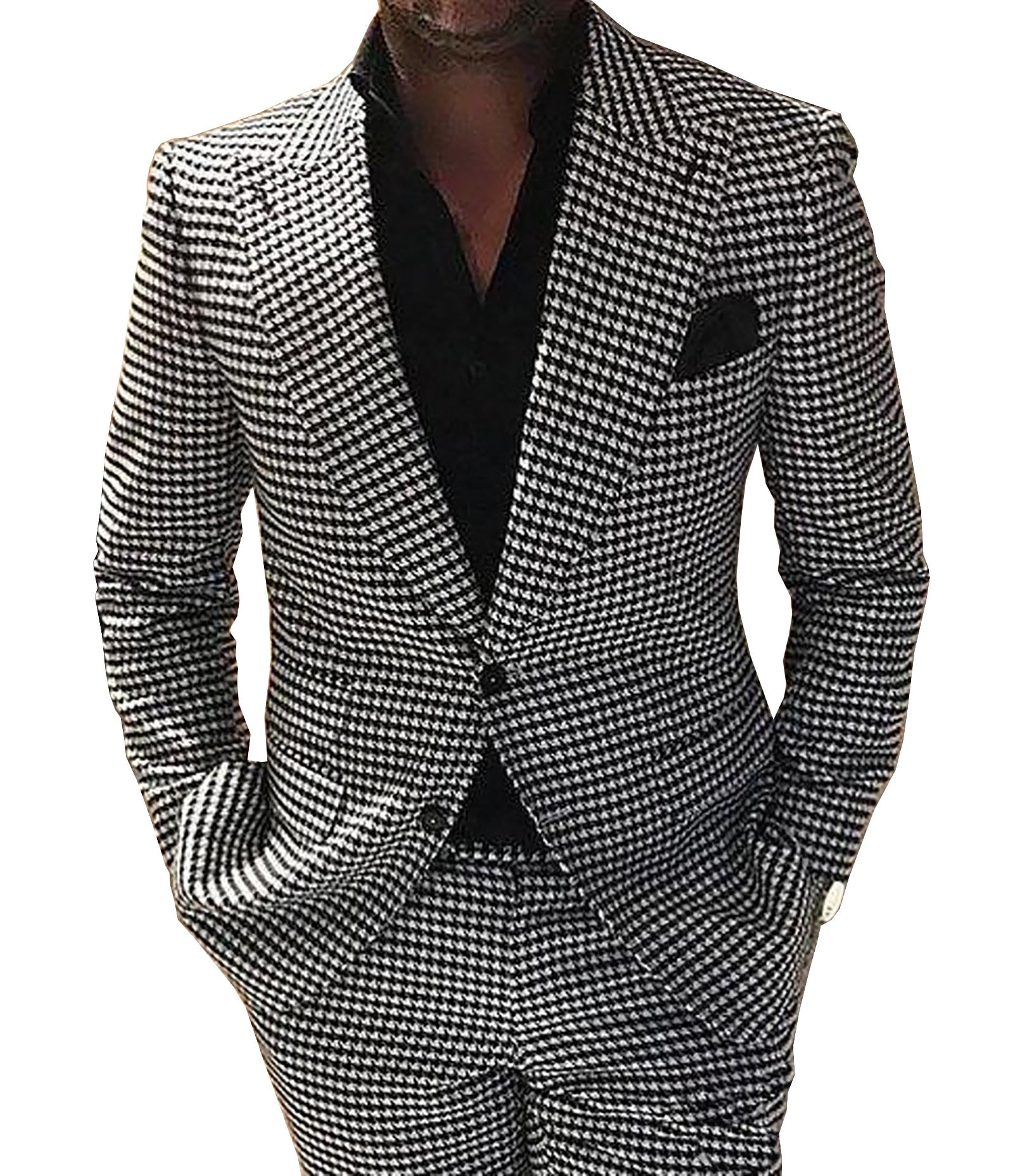 Trajes formales para hombre, esmoquin de lana/tweed con solapa de muesca para boda, graduación, blazer, trajes de padrino, 2 piezas (blazer + pantalón) 