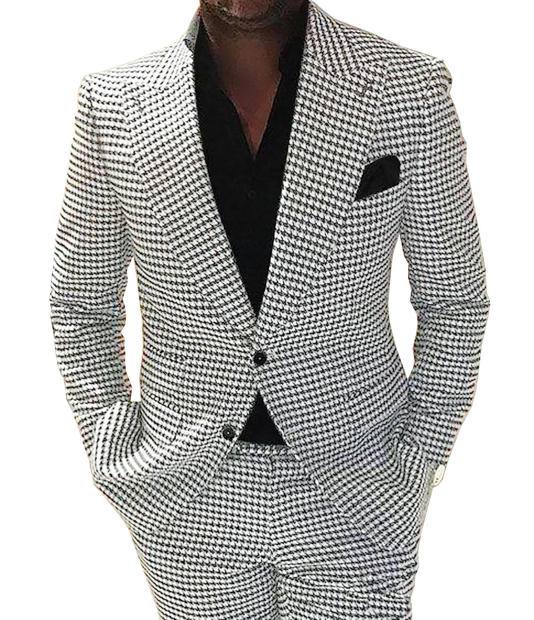 Men's Formal Notch Lapel Wool & Tweed 2-Piece Tuxedo Suit for Wedding & Best Man & Prom (Blazer, Pants)