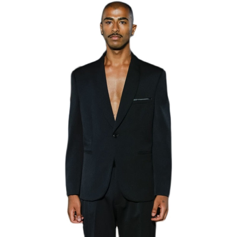 Men's Suit Yuppie One Button Slim Fitting Suit Coat