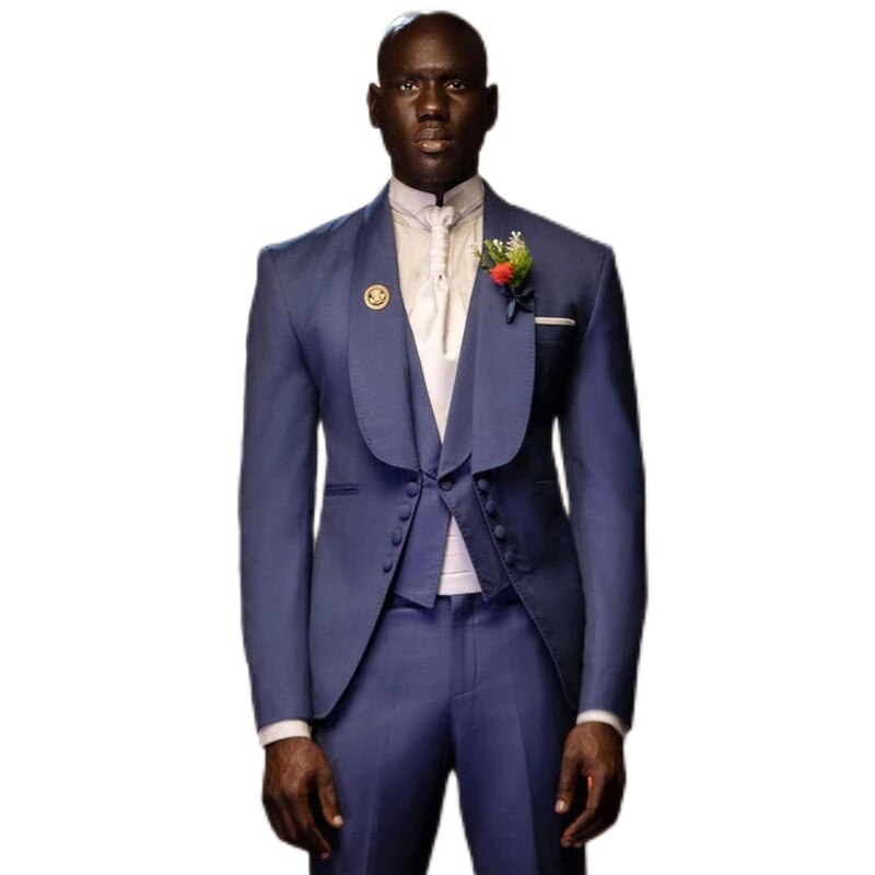 Men's Suit 3-Piece Wedding Groom Tuxedo Party Dress Prom Long Jacket Shawl Collar Blazer + Pants + Vest Business Suit Set