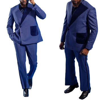 Men suit Tailor-Made 2 Pieces Navy Blue Solid Color Blazer Pants Wedding Business Causal Prom Daily Tailored