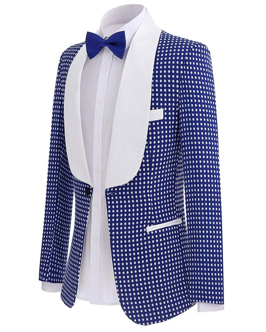 Men Suits Shawl Collar 2 Pieces Slim Fit Royal Blue Black Suit Men Groom Jacket Tuxedos (Blazer+Pants+Tie)