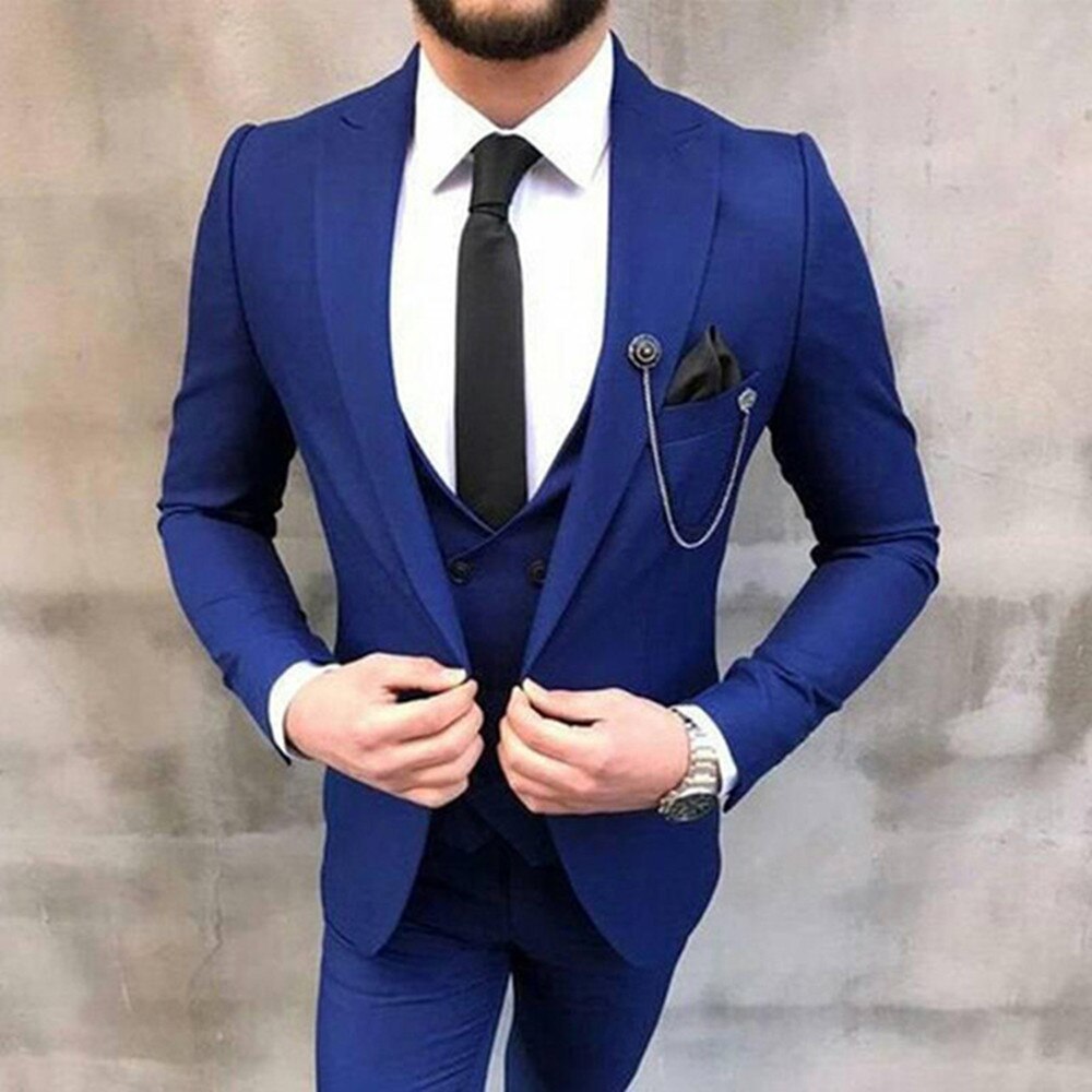 Trajes de hombre para boda, de corte entallado, para novio (chaqueta, pantalón y chaleco) 