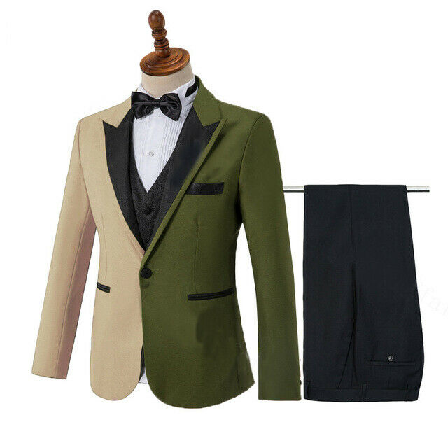 Costume Homme Color Stitching Men Suits Tuxedos Terno Wedding Groom Prom Man Blazer 2 Piece(Jacket+Pant)