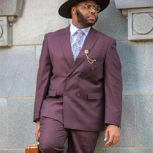Plus Size Men Suits Costume Homme Groom Tuxedos Wedding  Slim Fit 2 Pieces Blazer(Jacket+Pants)