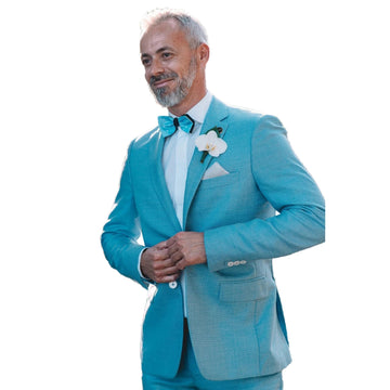Design Blue Wedding Tuxedos 2 Pieces Peaked Lapel Outfits Groom Prom Pants Sets Business Formal Custom Made Blazer Sets