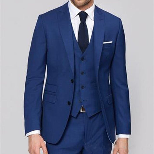 Design Two Buttons Groom Tuxedos Peak Lapel roomsmen Best Man Suit Men Wedding Suits Bridegroom (Jacket+Pants+Vest