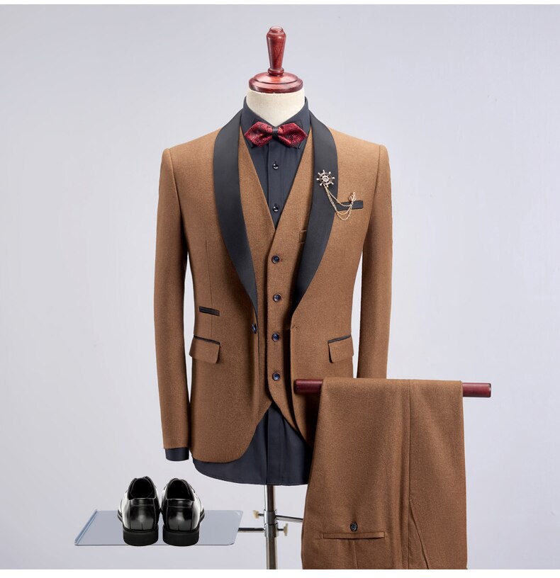 Trajes de hombre para boda, conjunto de 3 piezas de blazer para novio, esmoquin informal de negocios (chaqueta, pantalón y chaleco) 