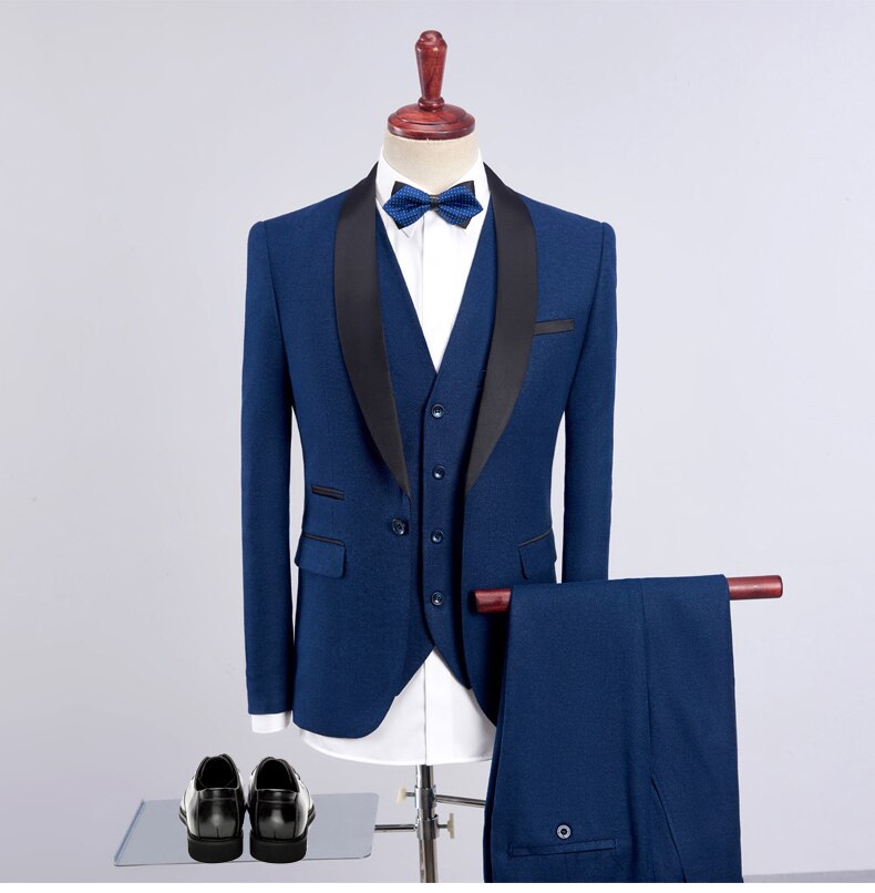 Trajes de hombre para boda, conjunto de 3 piezas de blazer para novio, esmoquin informal de negocios (chaqueta, pantalón y chaleco) 